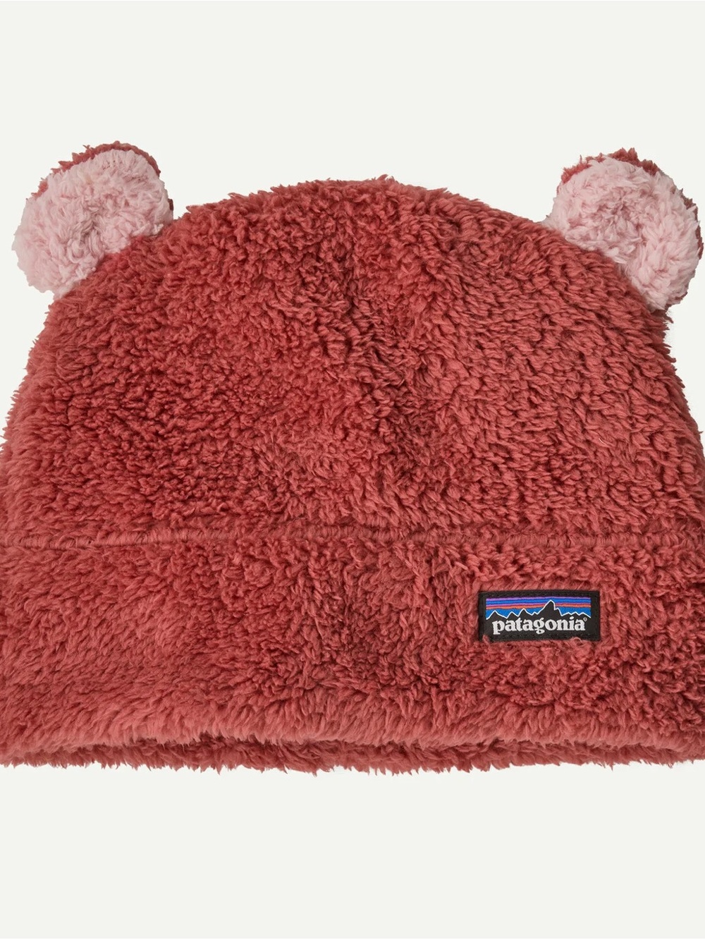 Patagonia Baby Fleece Hat 6M Bear Ears Orange Sherpa Beanie Cozy Winter Cap